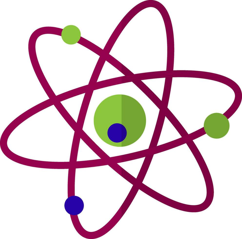 verde, rosado y azul atómico estructura. vector