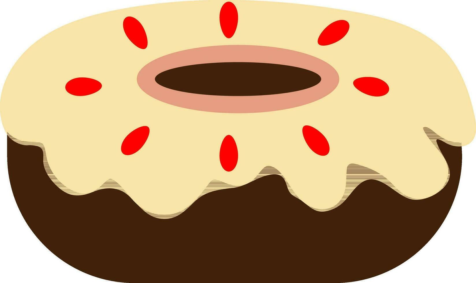 Brown donut in flat style. vector