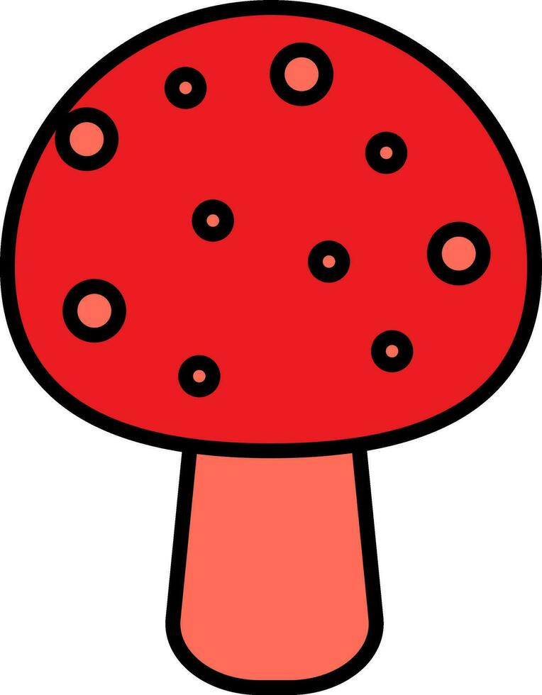 Illustration of a mushroom in red color. vector
