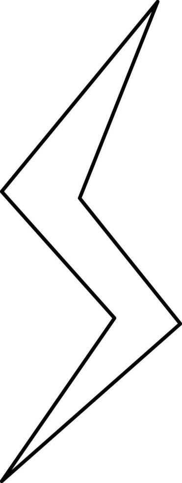 Lighting bolt in black line art on white background. vector