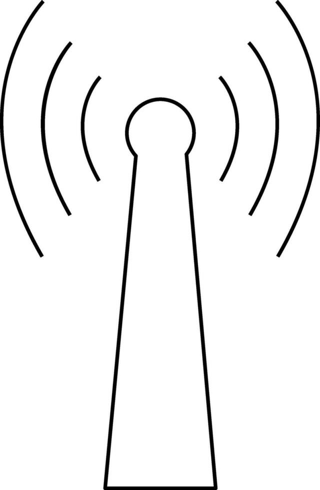 Black line art antenna on white background. vector