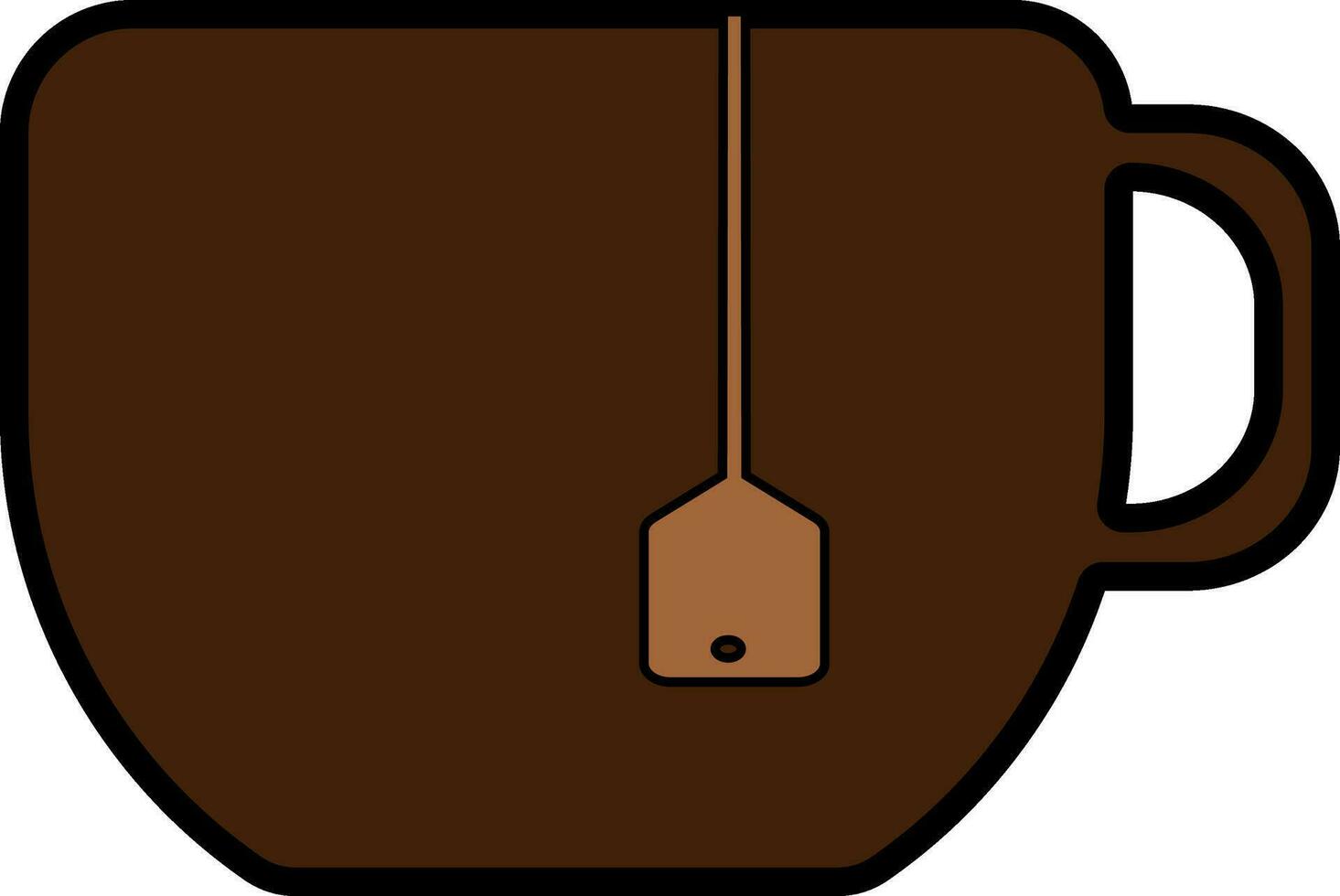 Brown tea bag in mug. vector