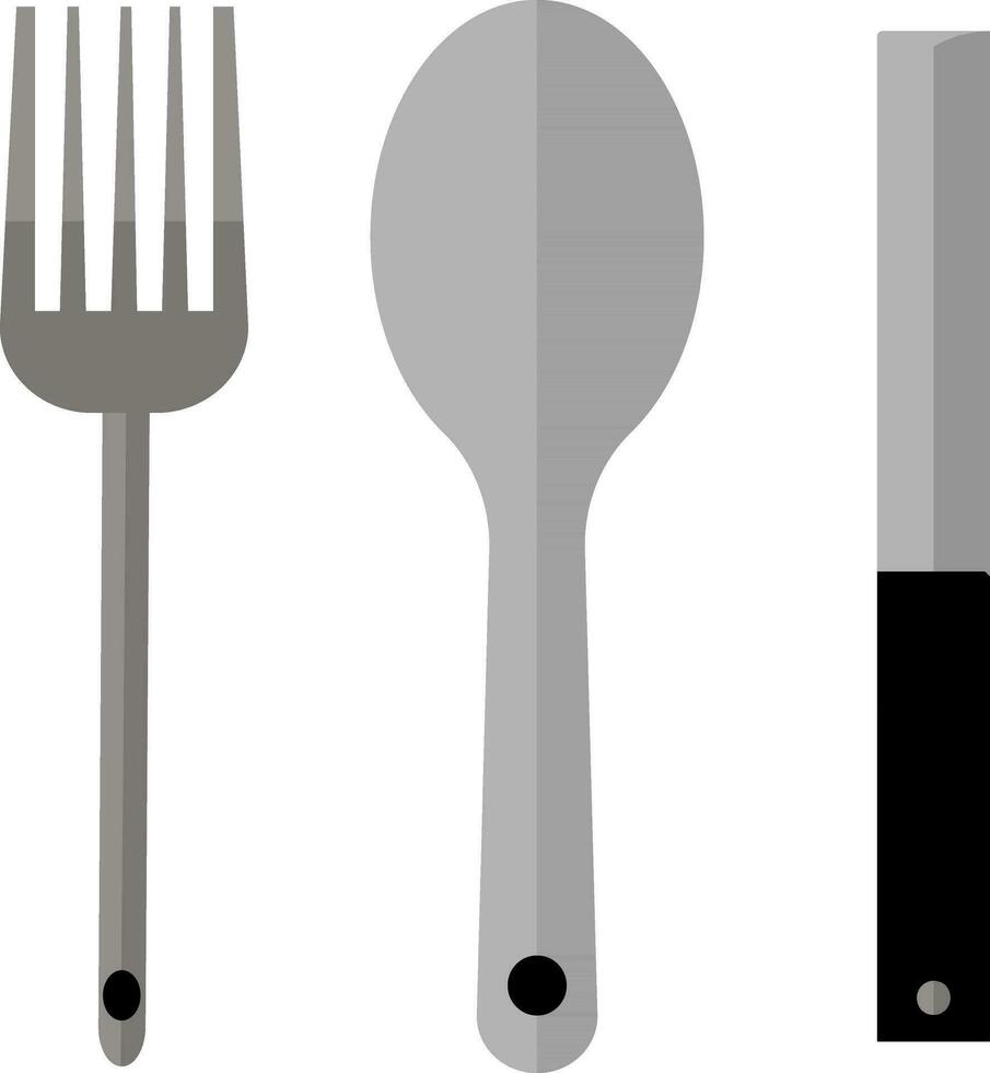 Knife, fork and spoon on white background. vector