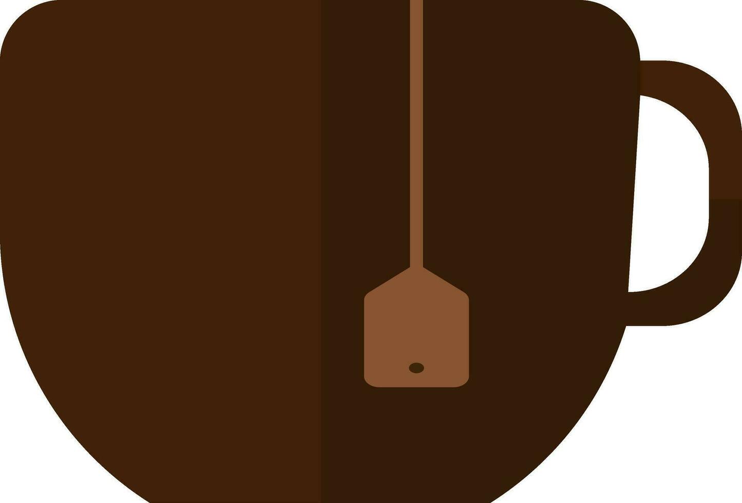 Brown tea bag in mug. vector