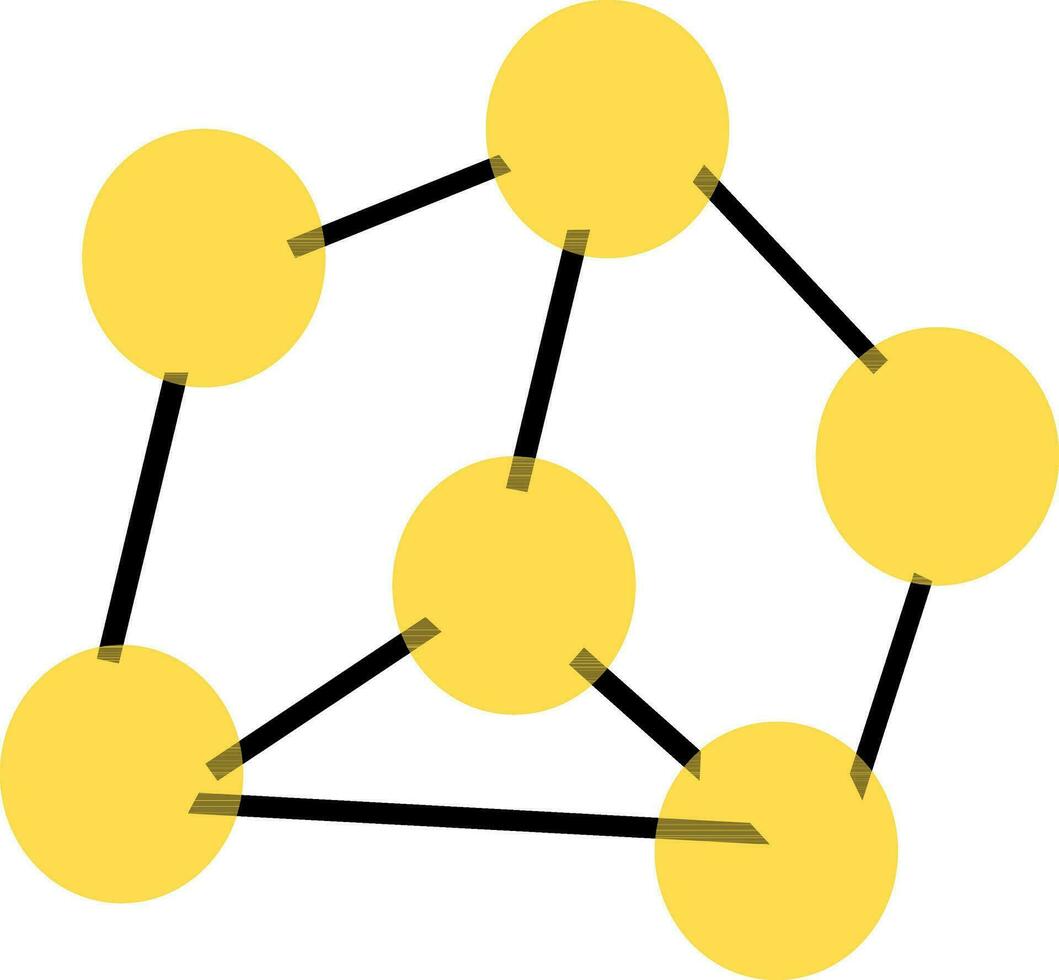Yellow networking connection on white background. vector