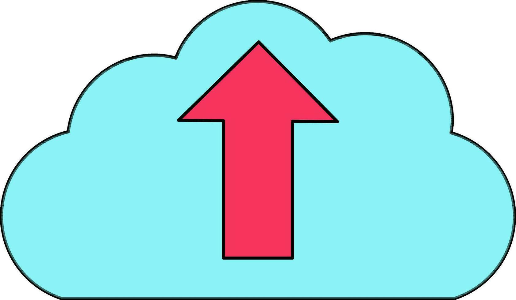 Pink arrow sending sign on blue cloud. vector