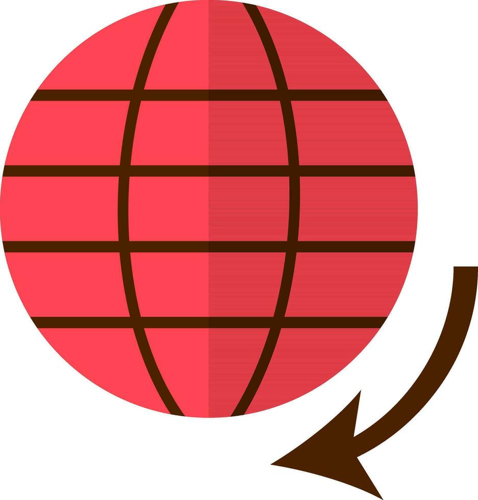 flecha alrededor tierra globo en rosado y marrón color. vector