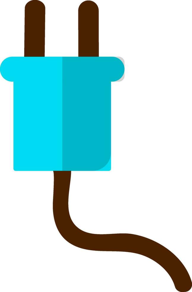 Flat style electric plug in blue and brown color. vector