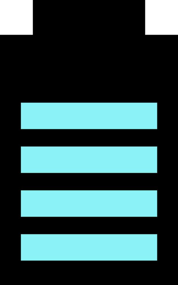 Black and blue battery in flat style. vector
