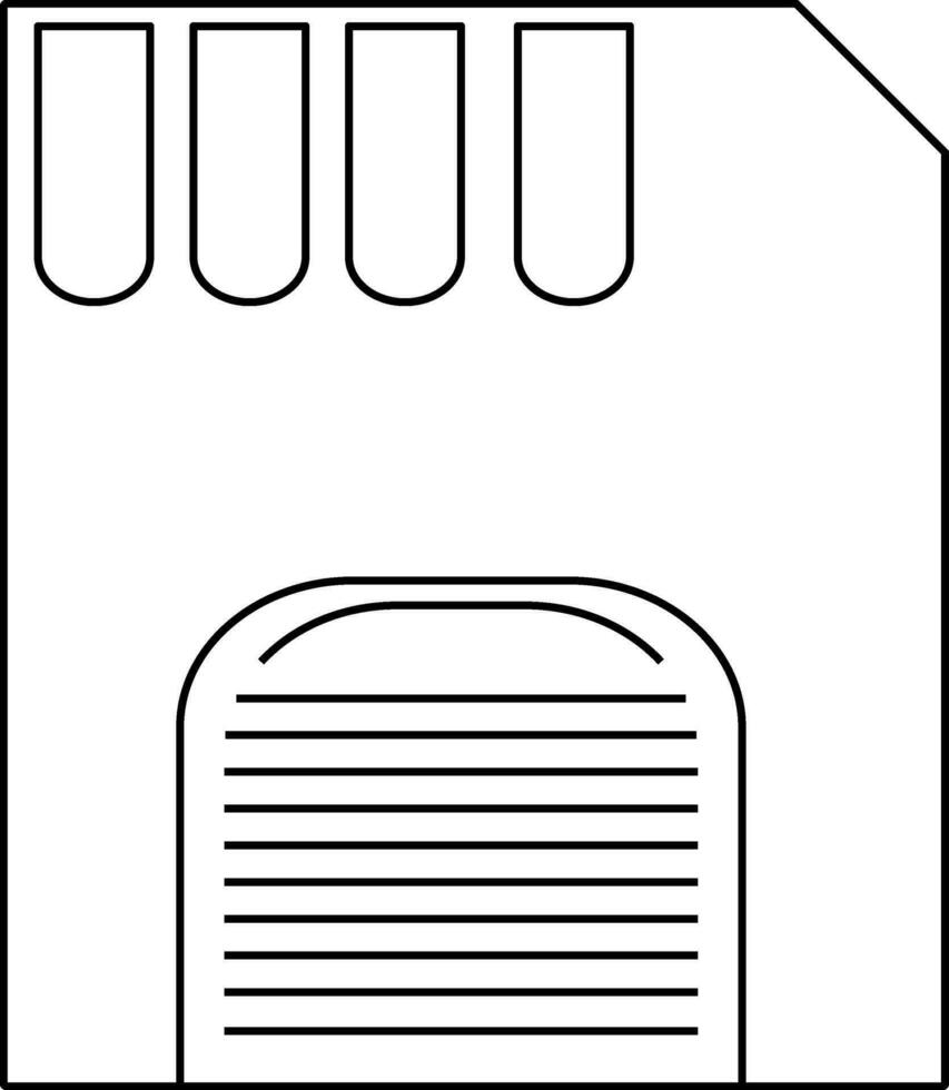 Isolated memory card in black line art illustration. vector