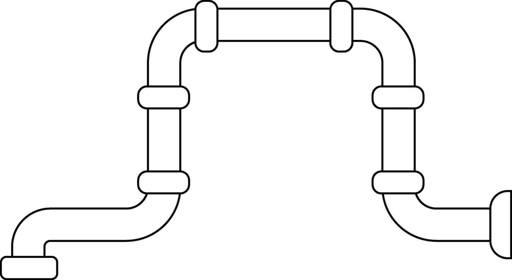 Connecting pipe made by black line art illustration. vector