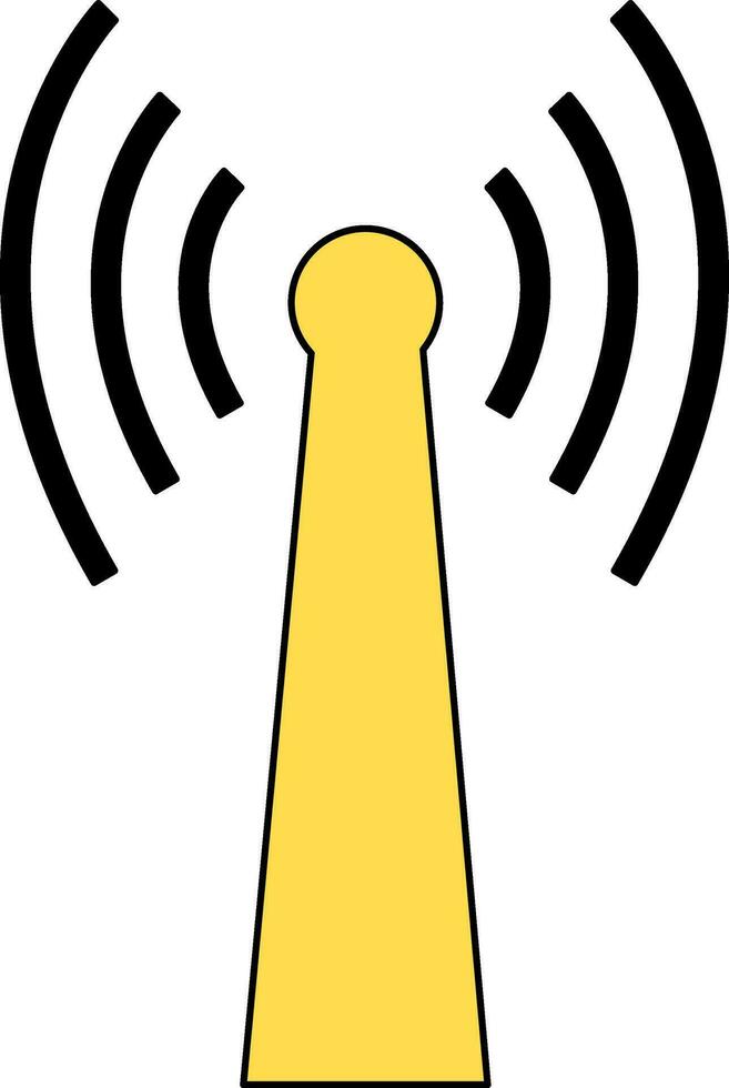 Yellow antenna on white background. vector