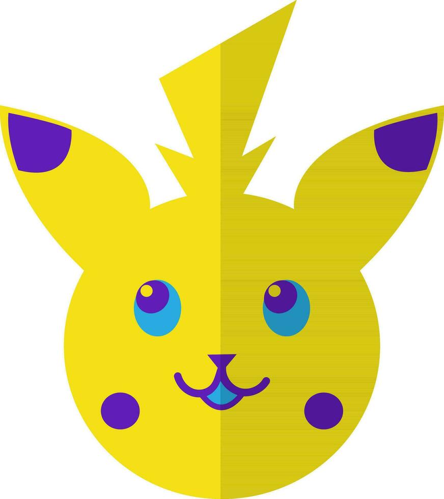 Pikachu en plano estilo. vector