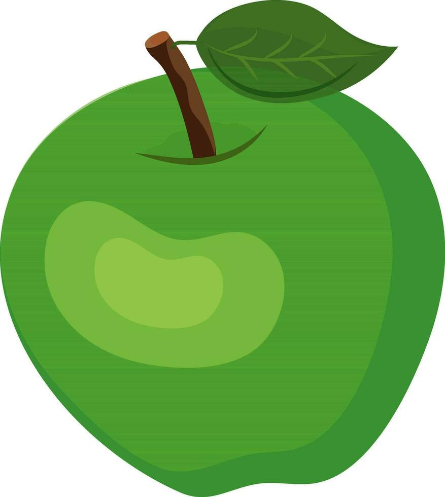 Illustration of fresh green apple with leaf. vector