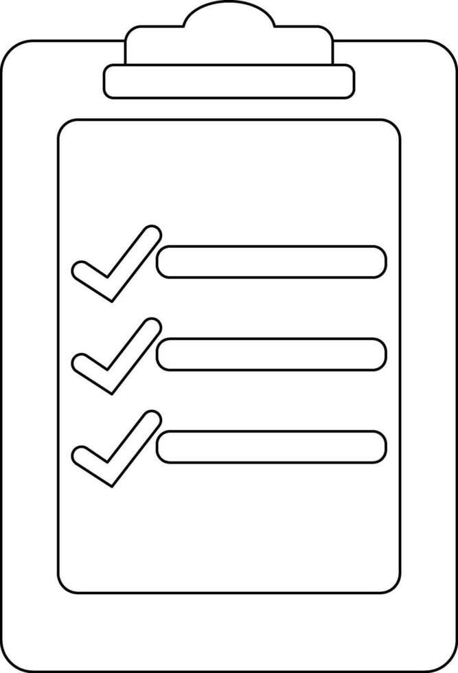 Black line art illustration of a checklist. vector