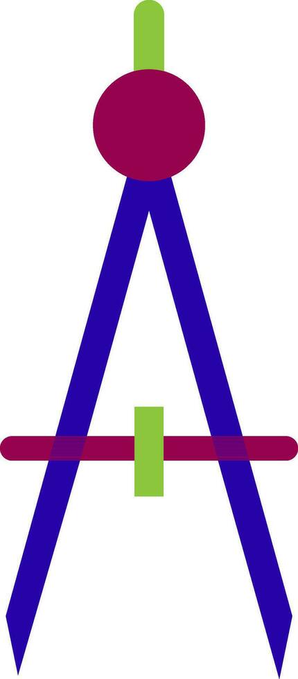 Drawing compass in pink, blue and green color. vector