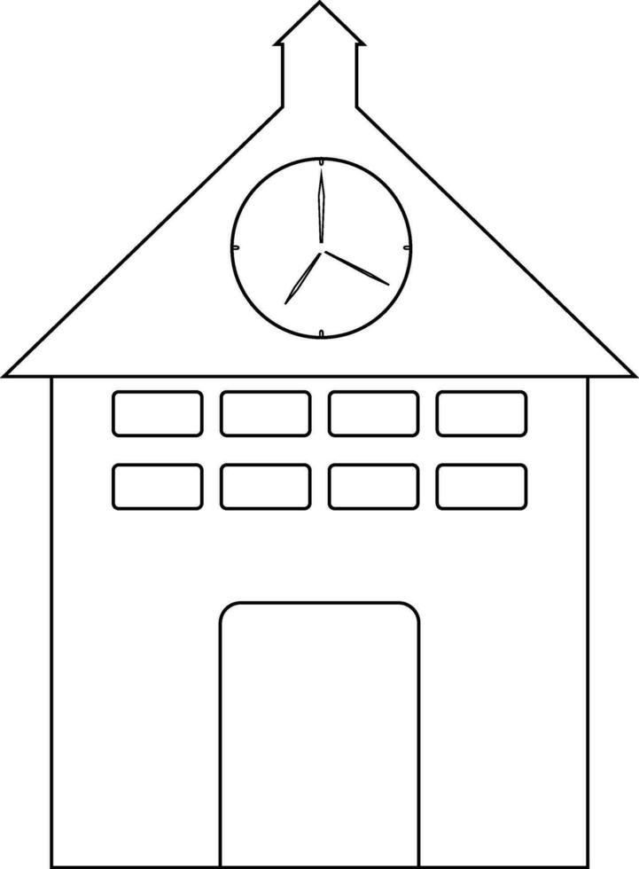 Hut in black line art illustration. vector