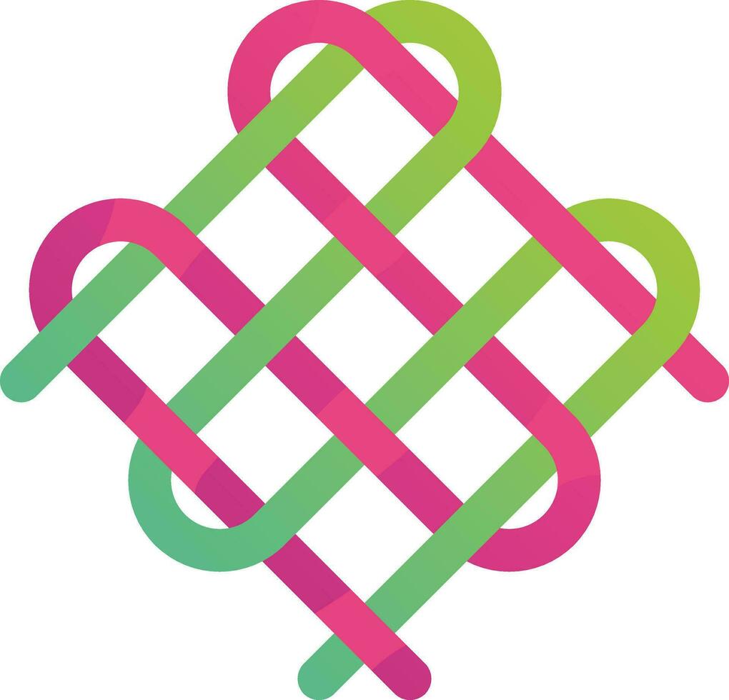 Ribbon stylish icon in pink and green color. vector