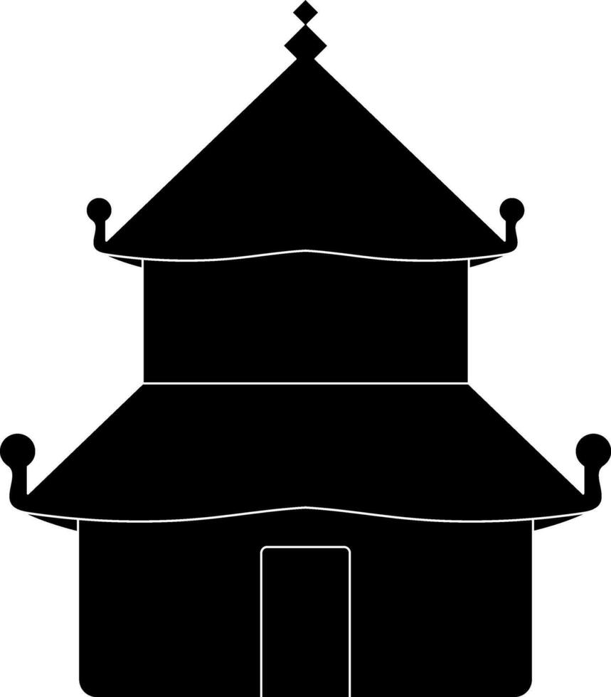 Chinese temple icon for pray concept in black. vector