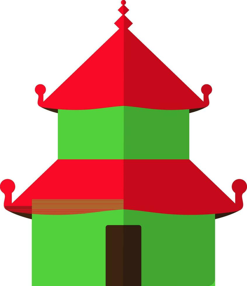 Chinese temple icon for pray concept in half shadow. vector