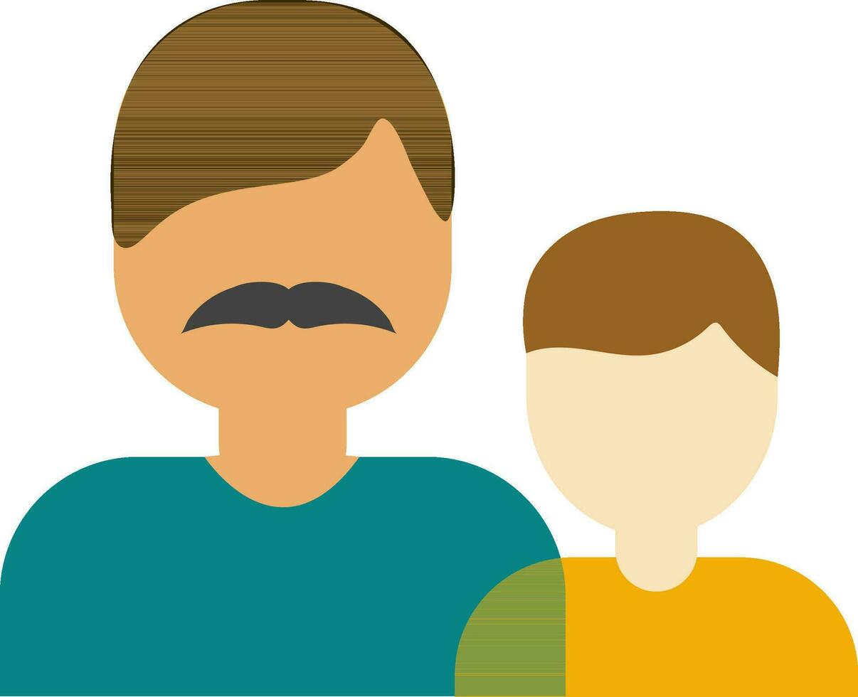 Character of mustache father and son. vector