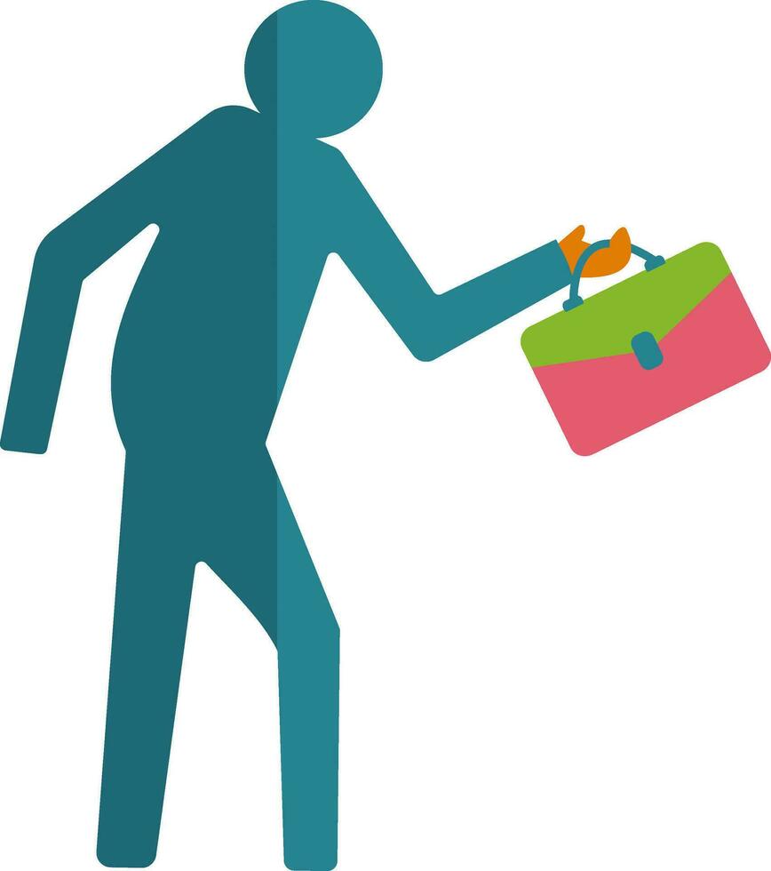 Illustration of employee walking for office with briefcase. vector