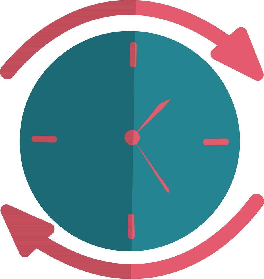 Symbol of clock with circular arrow in half shadow for job search. vector