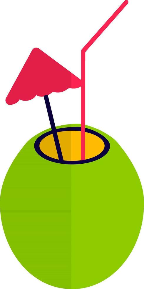 Half shadow of coconut water icon with pipe for refreshment. vector