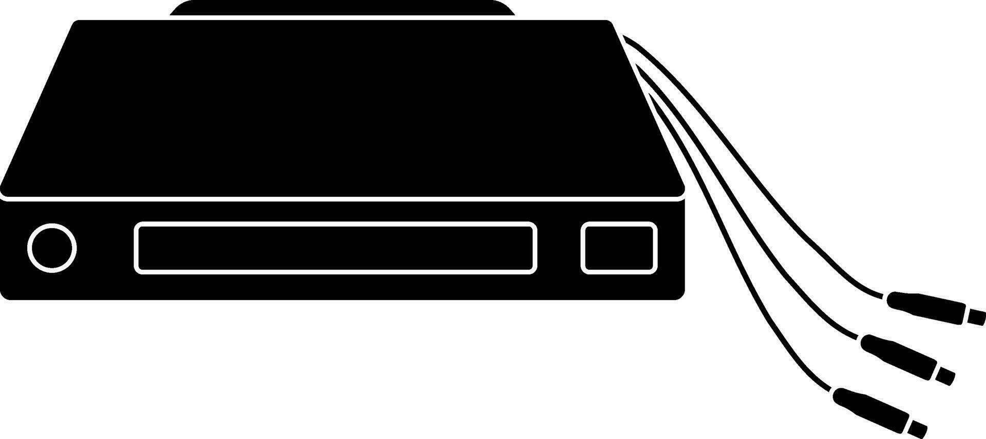 Black hard drive with wire. vector