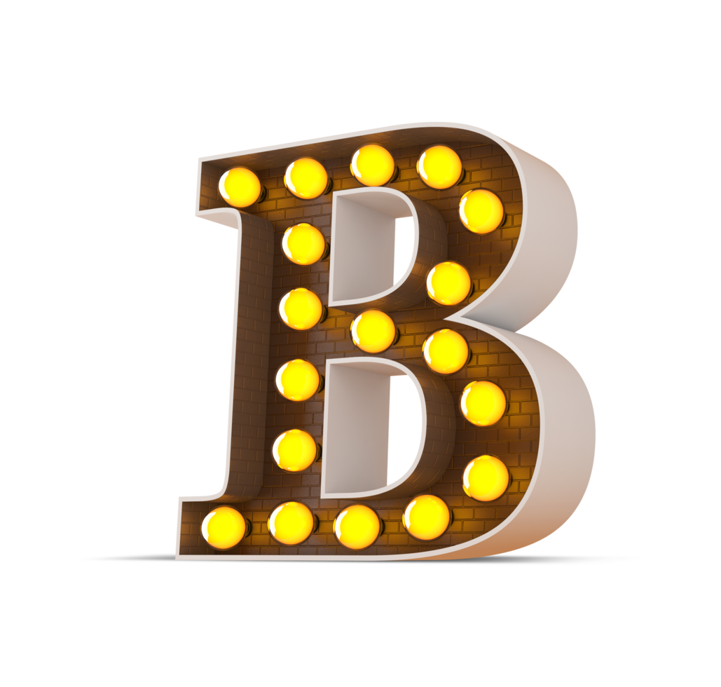 3d alphabet with light bulb. png