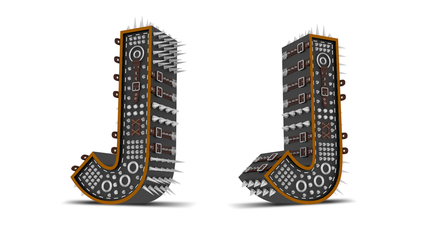 3d Alphabet Punk style, 3d rendering. png