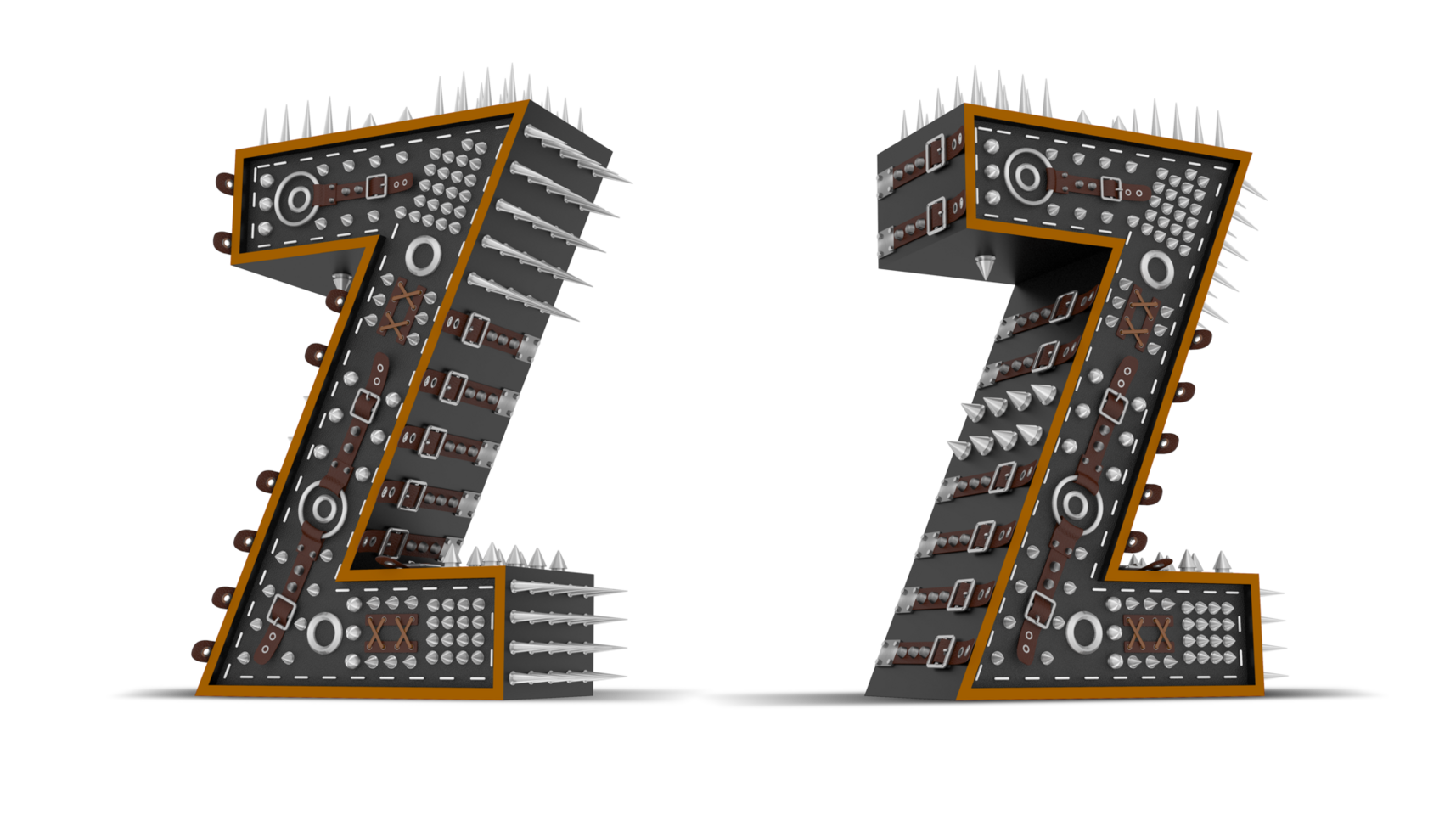 3d Alphabet Punk style, 3d rendering. png