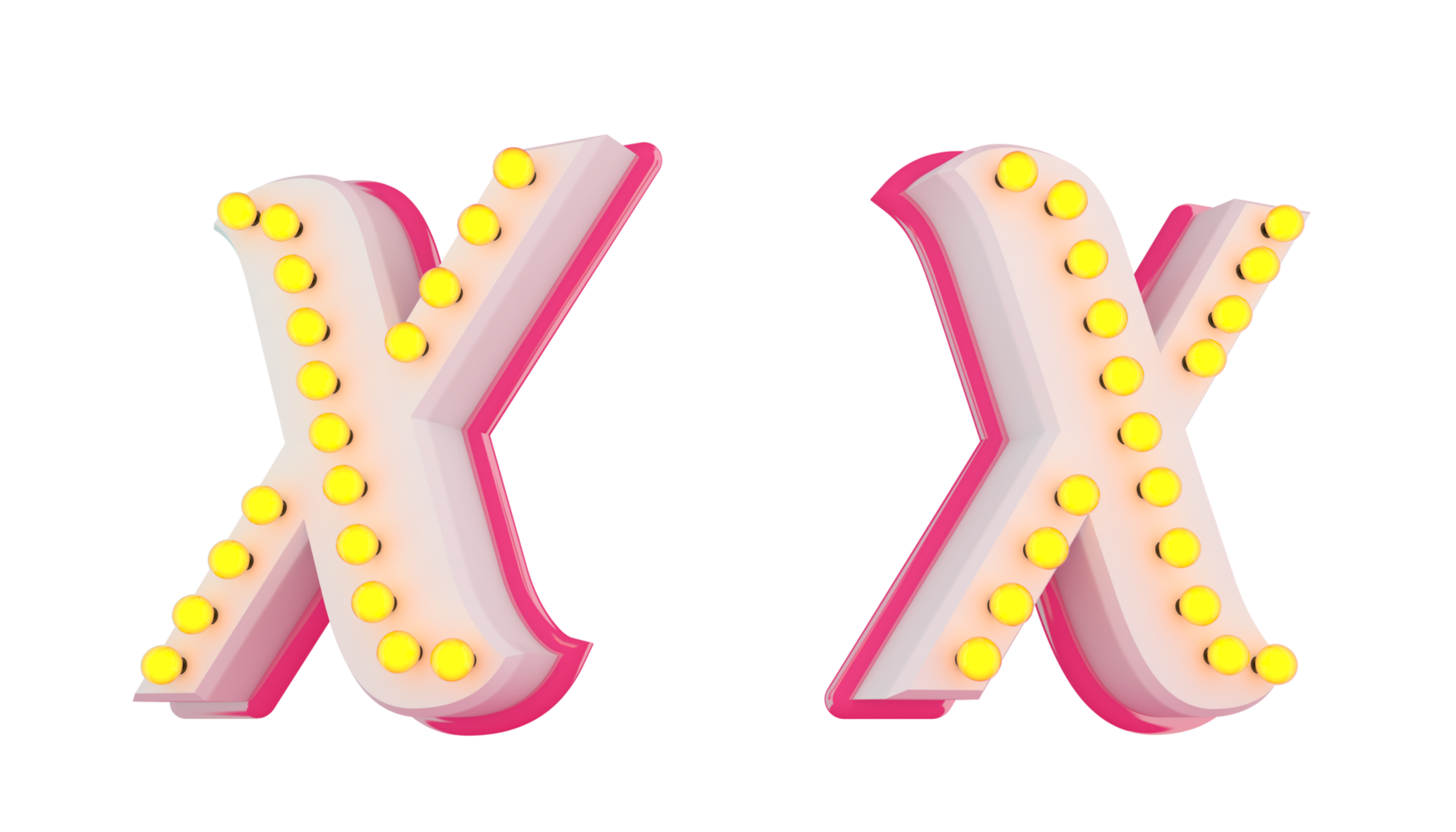 White 3d alphabet pink line with light bulb decorate png