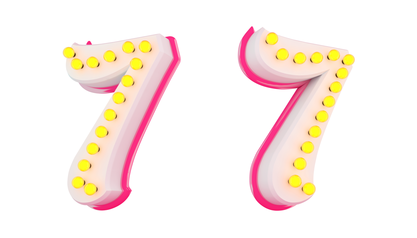 White 3d number with pink line and light bulb decoration png