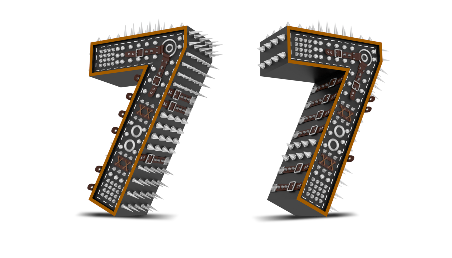 3d Number Punk style, 3d rendering png