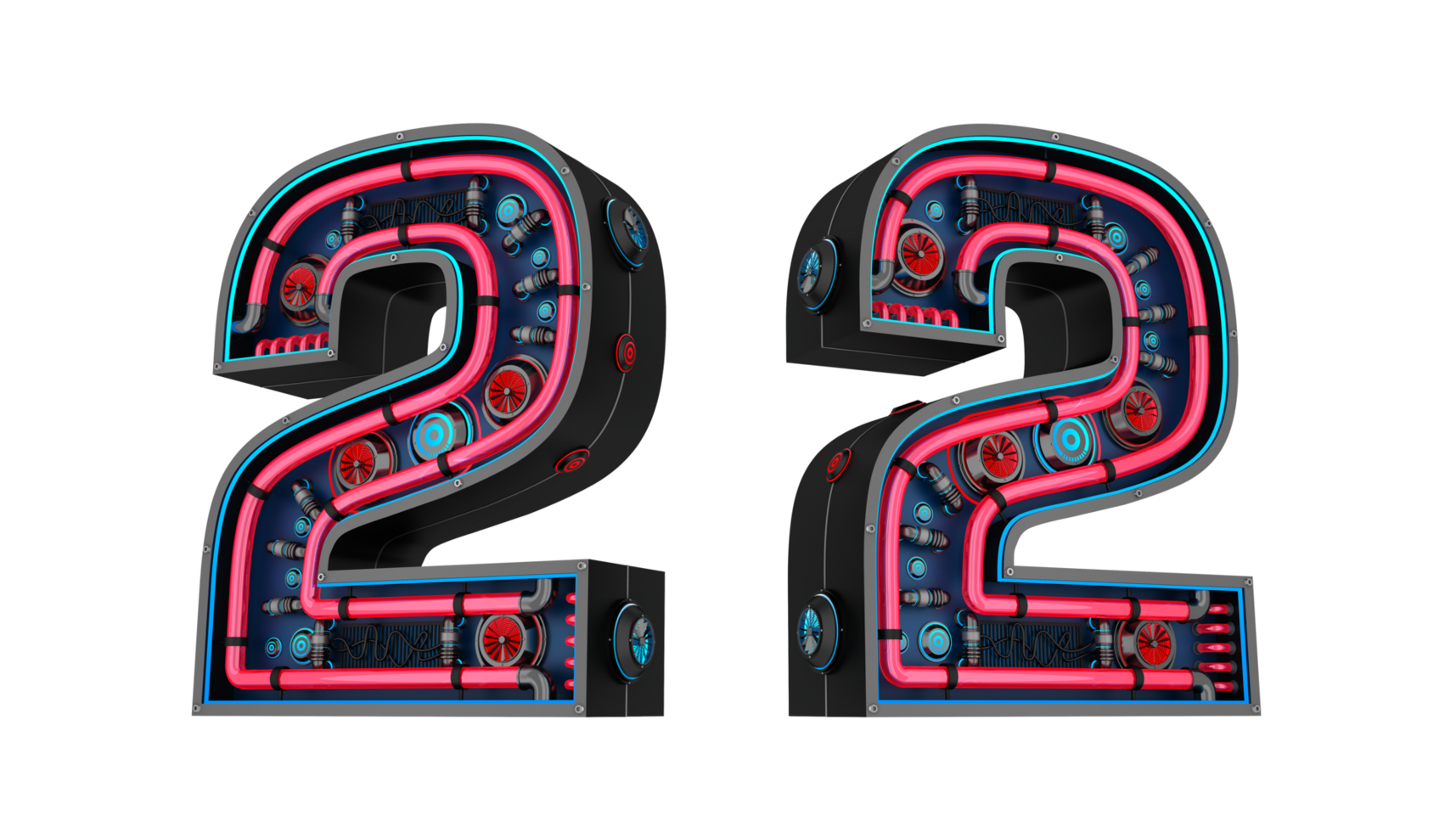Black number with Red and blue Neon light and has a cooling system png
