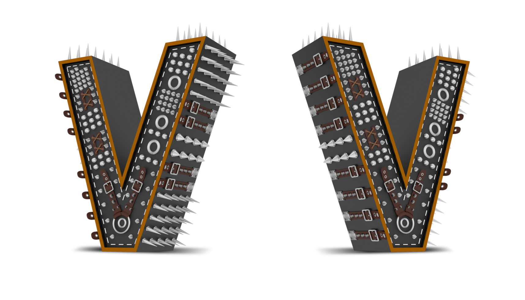 3d Alphabet Punk style, 3d rendering. png