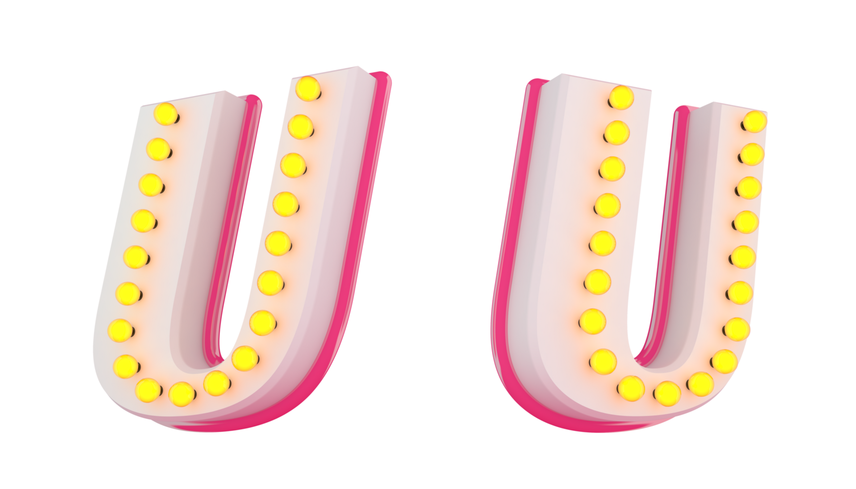 White 3d alphabet pink line with light bulb decorate png