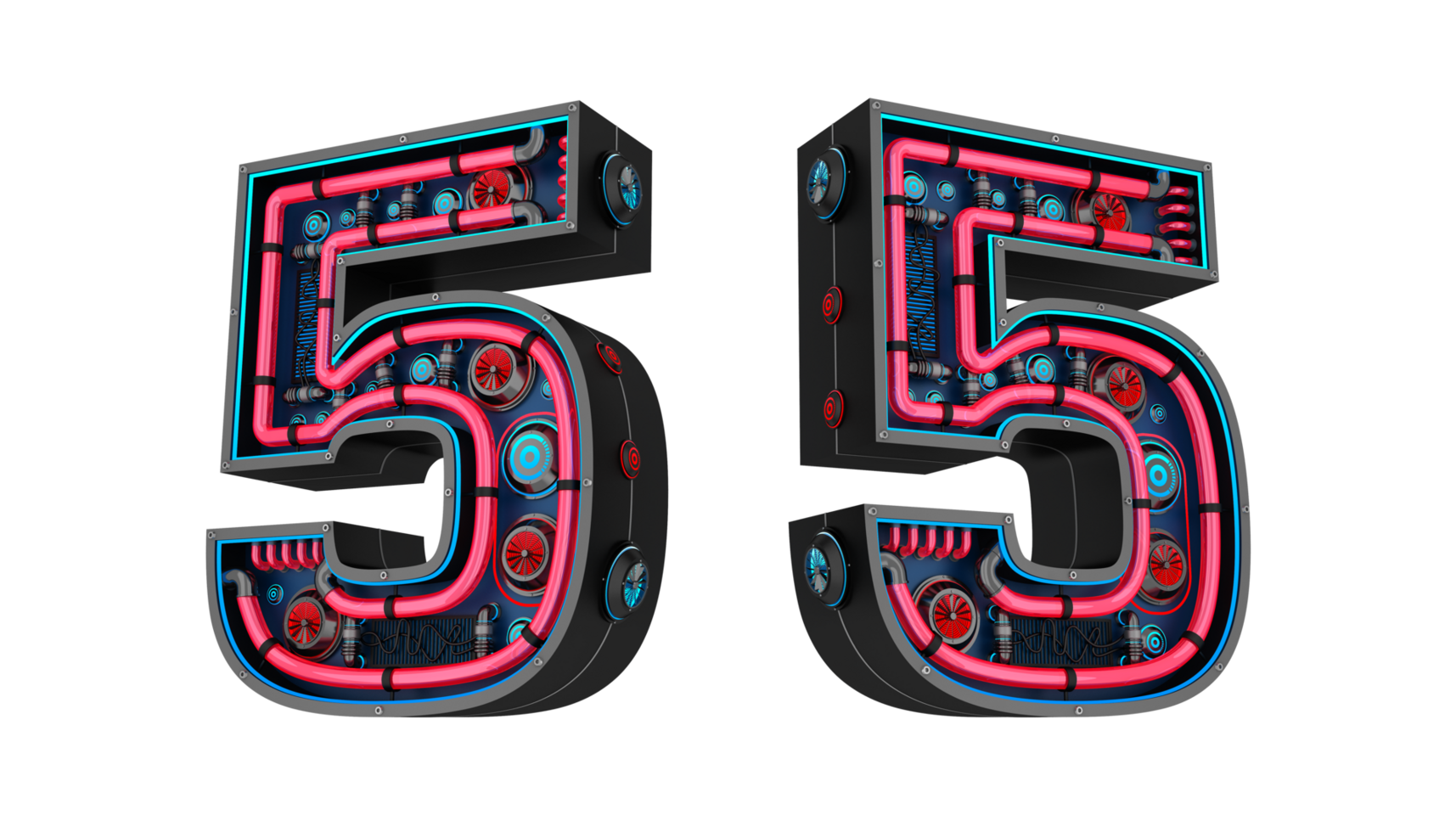 Black number with Red and blue Neon light and has a cooling system png
