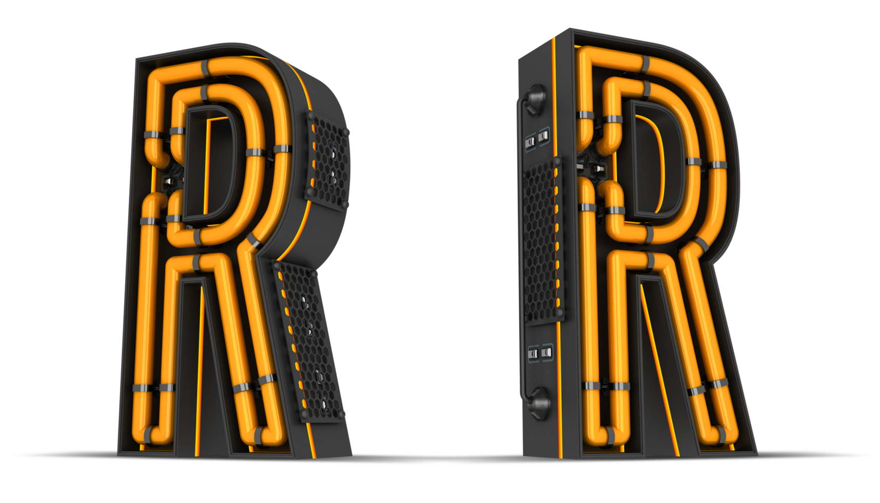 Alphabet Neon light 3d rendering illustration png