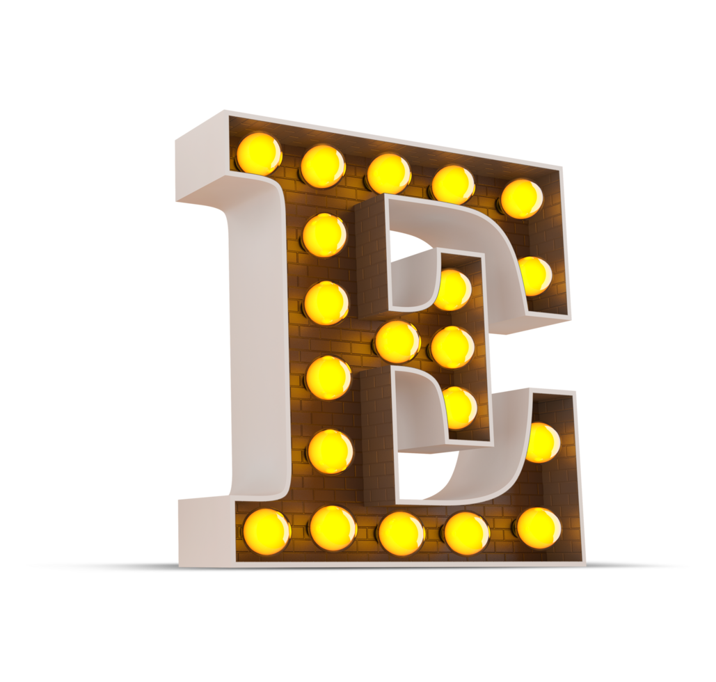 3d alphabet with light bulb. png