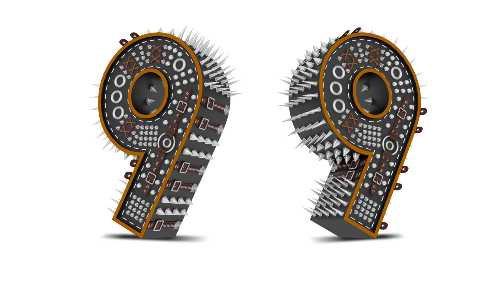 3d Number Punk style, 3d rendering png