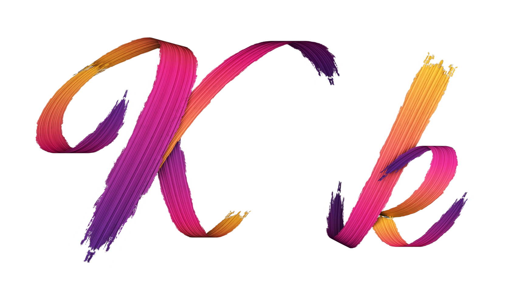 3d alphabet calligraphy oil paint style, 3d rendering png