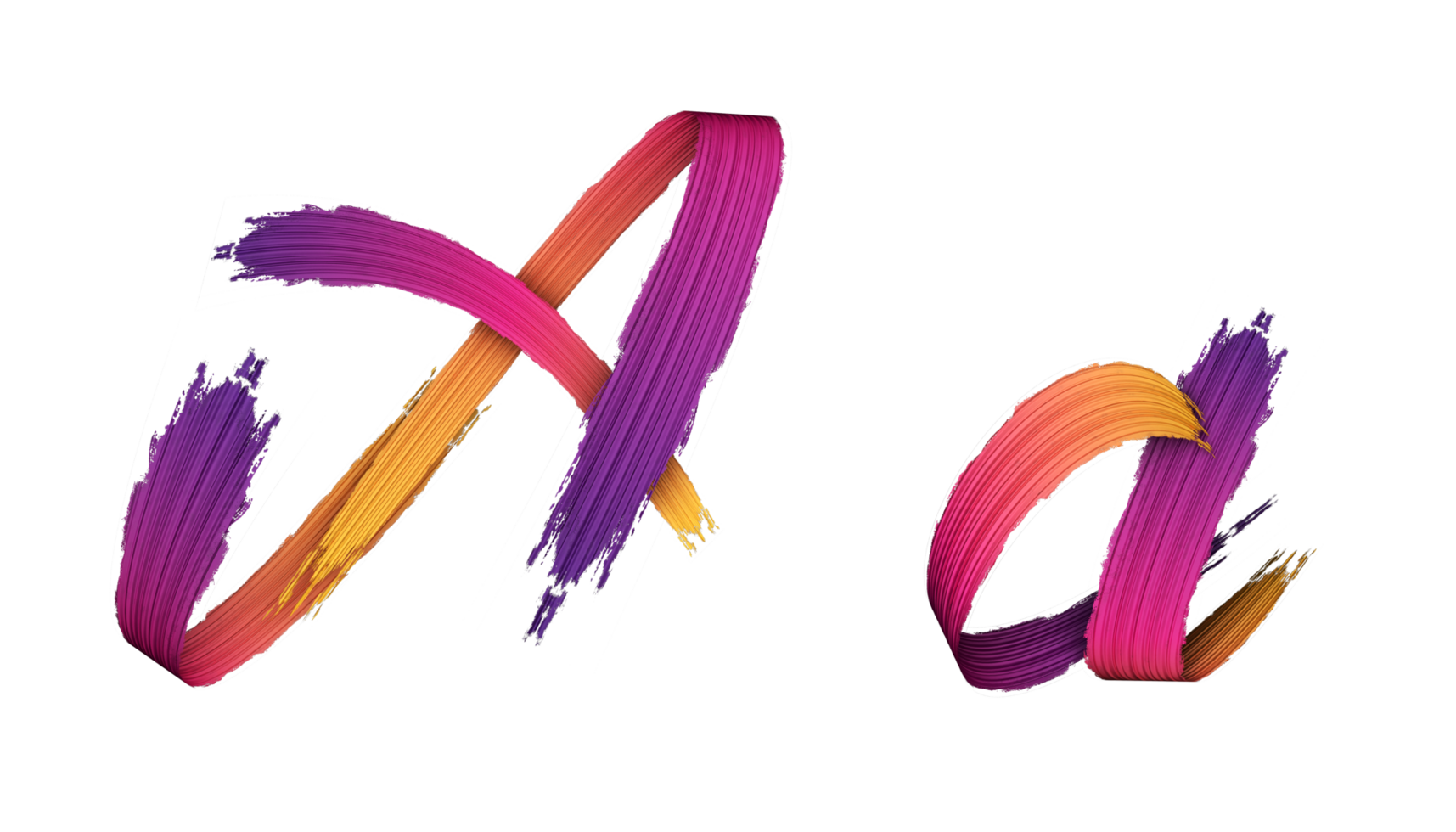 3d alphabet calligraphy oil paint style, 3d rendering png