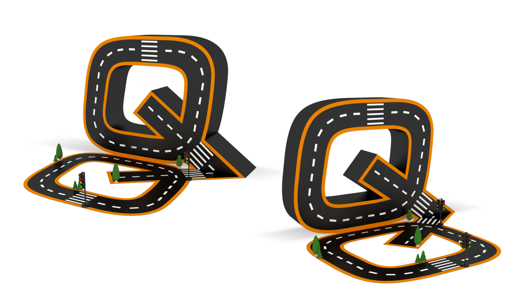 Alphabet symbols of the Figures in the form of a road, white and yellow line markings png