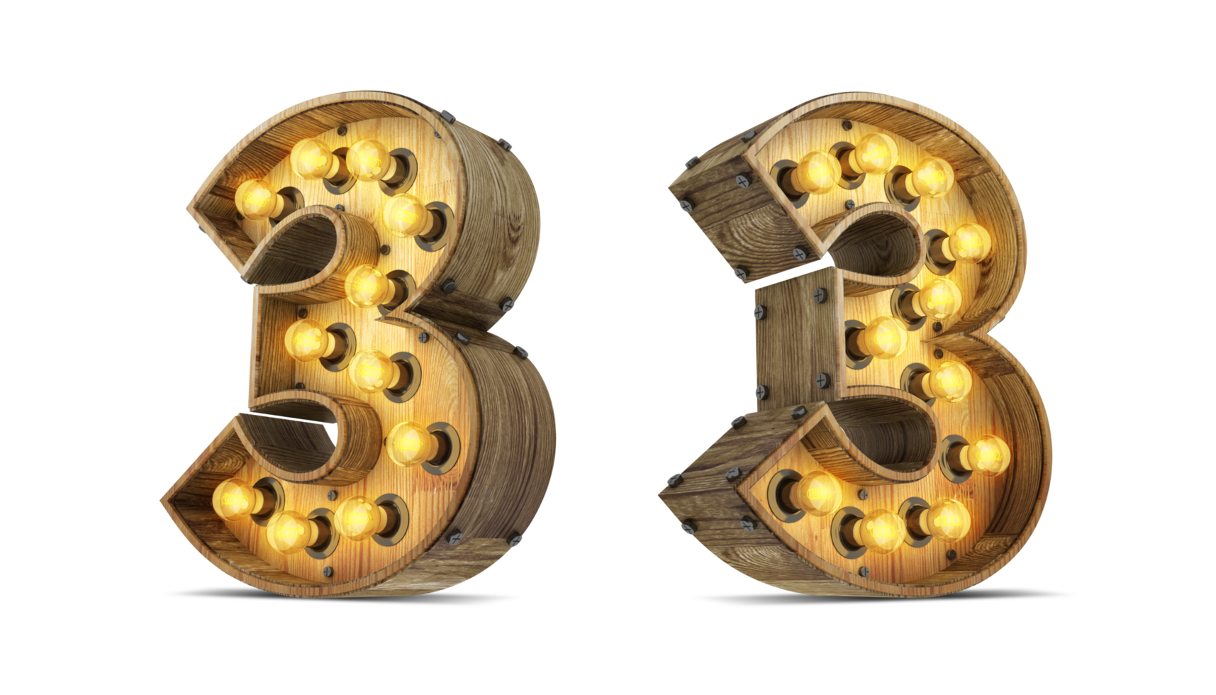 Wood number with light bulb. png