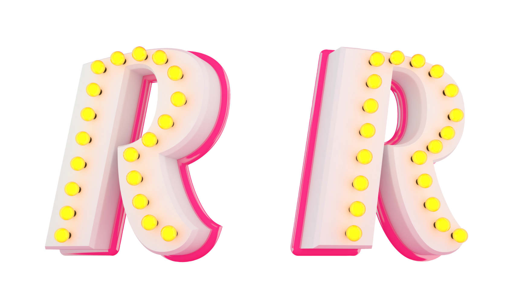 White 3d alphabet pink line with light bulb decorate png