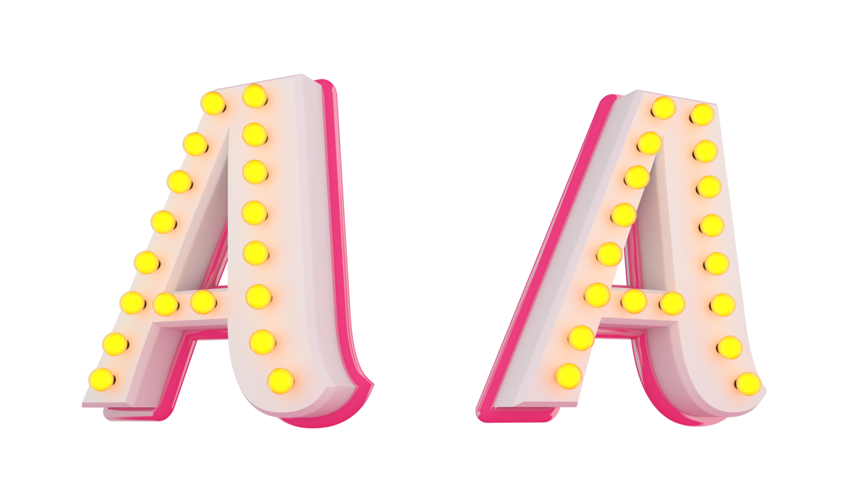 bianca 3d alfabeto rosa linea con leggero lampadina decorare png