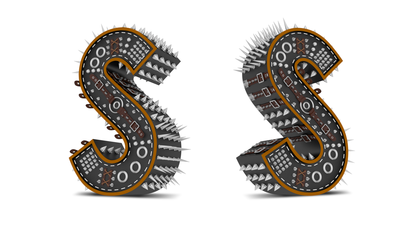 3d Alphabet Punk style, 3d rendering. png