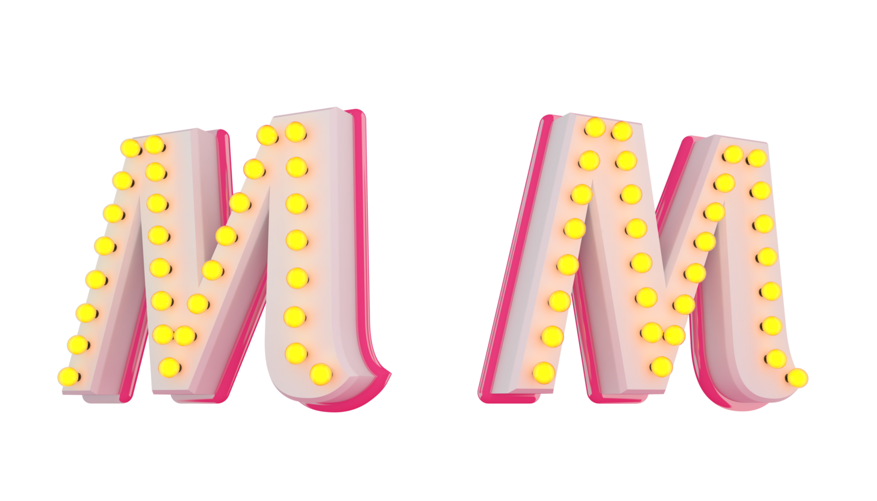 White 3d alphabet pink line with light bulb decorate png